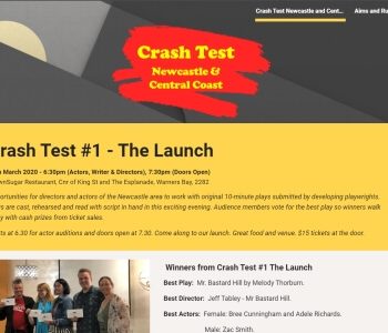 Community Organisation Website Design for Crash Test Newcastle & Central Coast