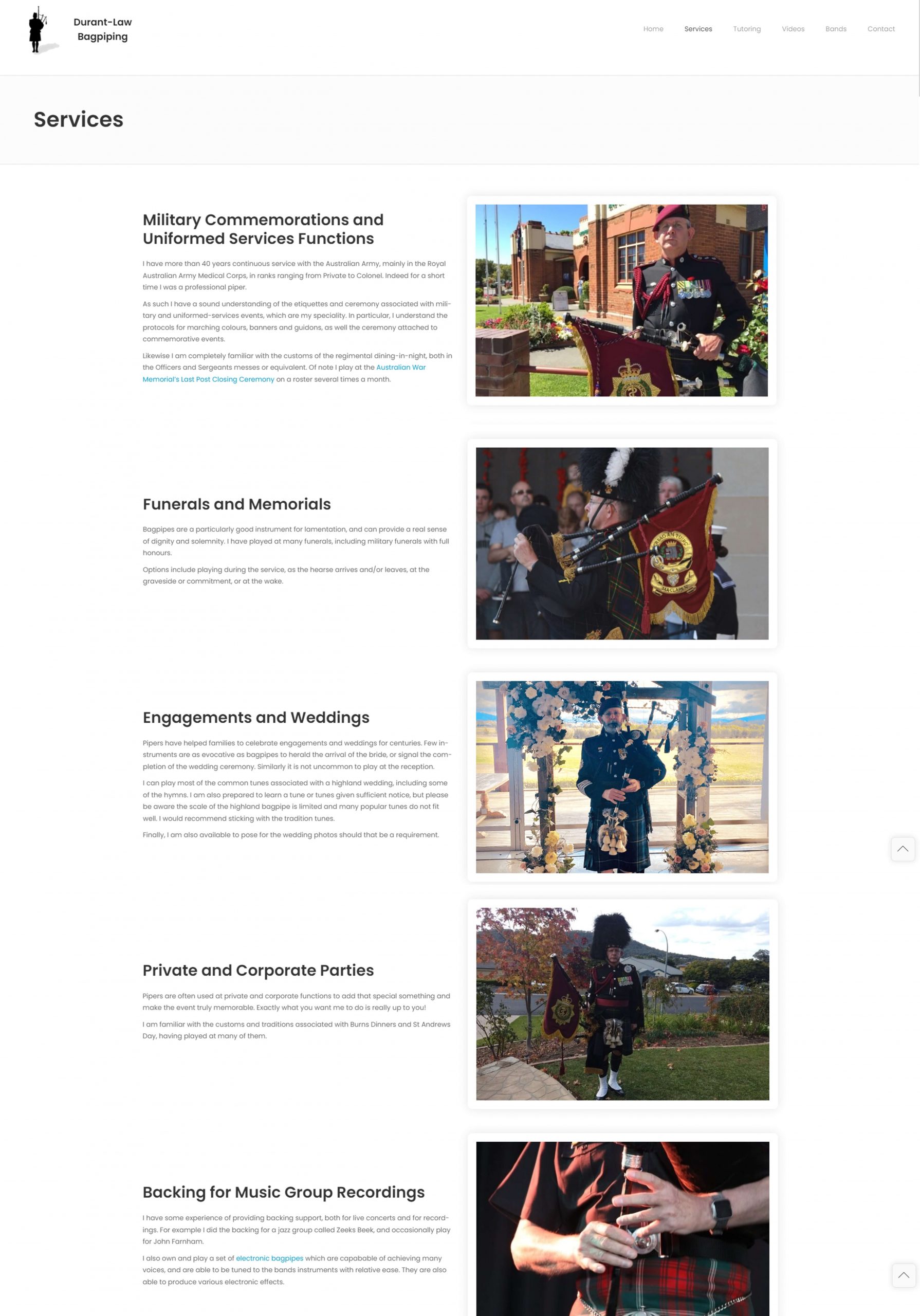 Durant-Law Bagpiping Website Redesign